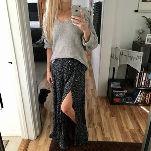 High Waisted Button Down Skirt with Slit